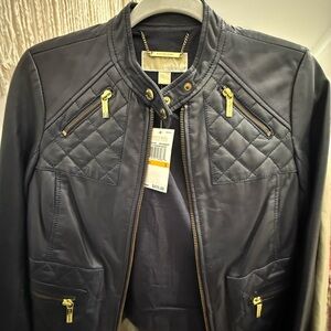 BNWT Michael Kors MIDNIGHT BLUE Leather Jacket